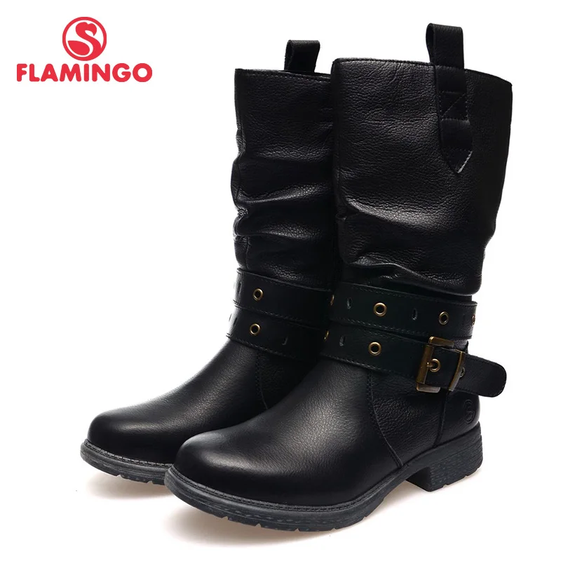 

FLAMINGO high quality fashion autumn/ winter leather children's shoes for girl 2015 new collection anti-slip boots 52-CC322