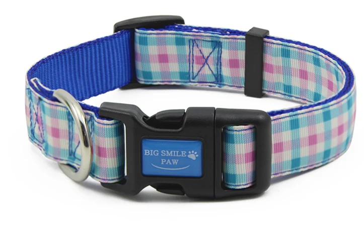 Nylon Dog Collar Adjustable Plaid Patterned Quick Release Puppy for Medium and Large dogs | Дом и сад