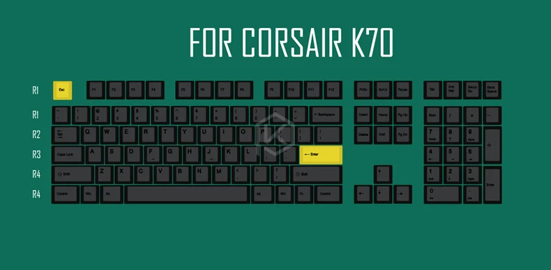 sub-keycap pbt, plástico, amarelo e preto para