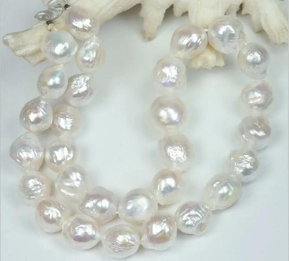 

HUGE NATURAL 11-12MM Australian south seas kasumi white pearl necklace 18" 925silver