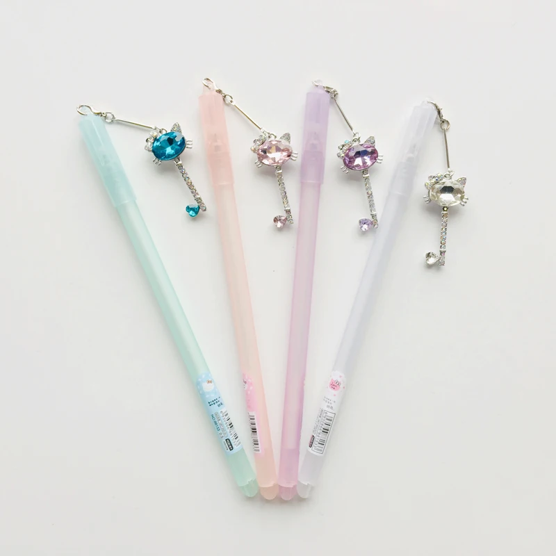 1X 0.5mm Black Ink Diamond Hello Kitty Keychain Gel Pen Rollerball