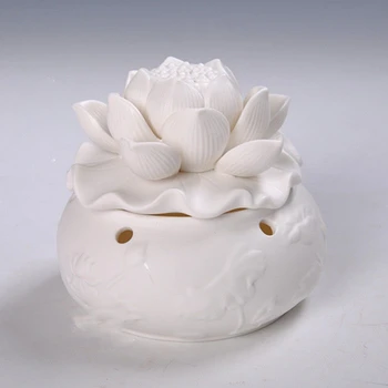

CHINESE DEHUA WHITE PORCELAIN WORKMANSHIP LIFELIKE LOTUS INCENSE BURNER W