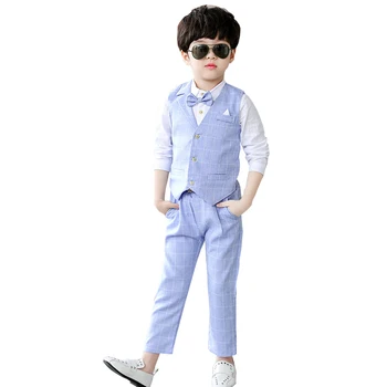 

2019 Kids Boys Formal Suit Wedding Campus Student Dress Gentleman Boy Waistcoat Shirt Pant 3Pcs Ceremony Costumes 3-10T