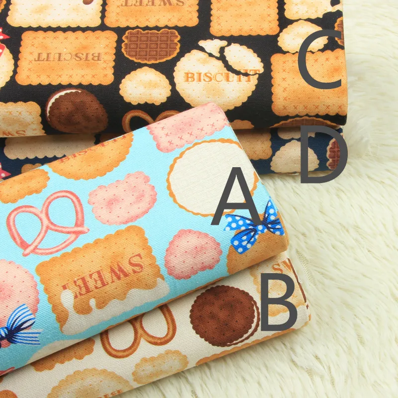 Original Design 4 Colors Sweet Chocolate Biscuit Cookies Cotton Linen Fabric by Yard/(Width:43&quot/110cm) | Дом и сад