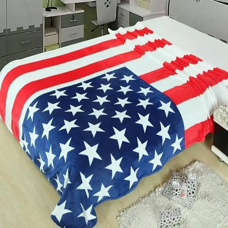Зимнее теплое одеяло с британским и американским флагом, текстильное Флисовое одеяло, s на кровать, для путешествий, диван, кровать, одеяло, 150*200 см - Цвет: Синий