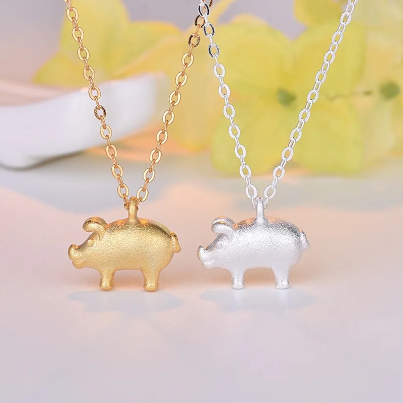 

2019 New Fashion Silver Gold Cute Pig Pendant Necklace For Women Men Unisex Birthday Party Gifts Jewelry Wholesale