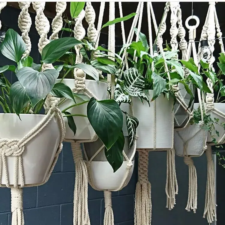 

Ins Northern Macrame Plant Hanger 100% Cotton Rope Macrame Shelf Candle Holder Pot Hanger Living Room Vase Basket Flowers