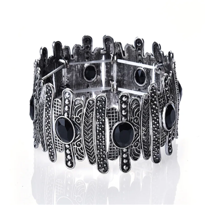 

Vintage Ethnic Silver Color Adjustable Bracelet For Women Fashion Jewelry 10 style Multicolor Crystal Gold Alloy Bracelet Men