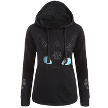 chesmono New Arrival Women Casual Cotton Pullovers Cartoon Printed cat Sweatshirts Autumn Loose Thickening O-Neck Sweatshirts