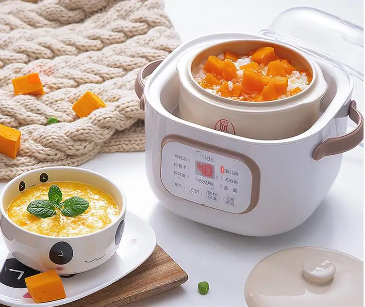 

Midea home electric cooker home water stew stew porridge pot soup pot white ceramic inner liner mini 0.8L