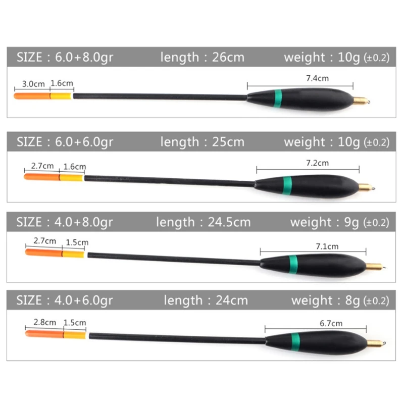 4 قطعة/المجموعة الصيد تعويم مع ثقالة العوامة Buoyance 8g-10g الوزن 24-26 سنتيمتر طول