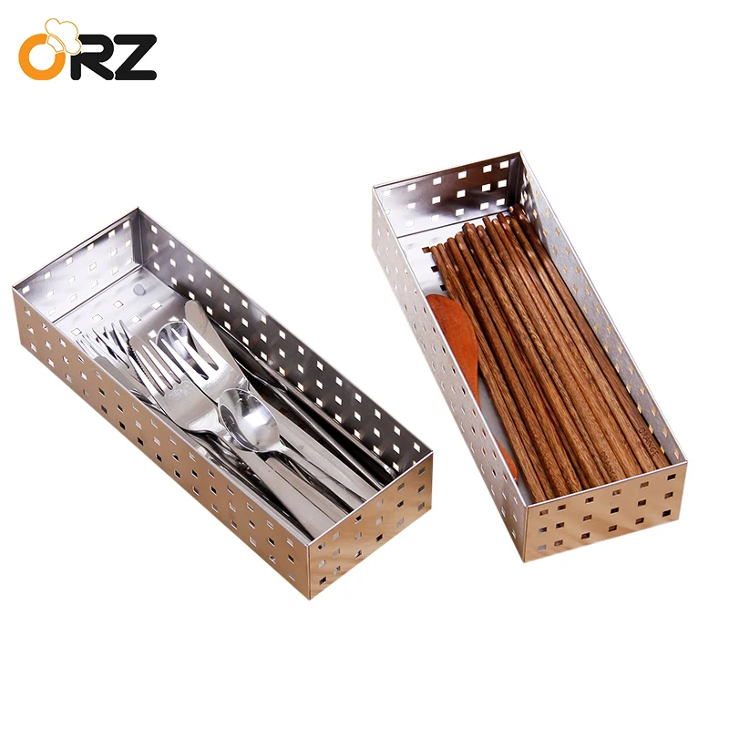 

ORZ 2PCS Kitchen Cutlery Tray Holder Tableware Drawer Storage Basket Kitchen Organizer Spoon Knife Fork Tableware Storage Boxes