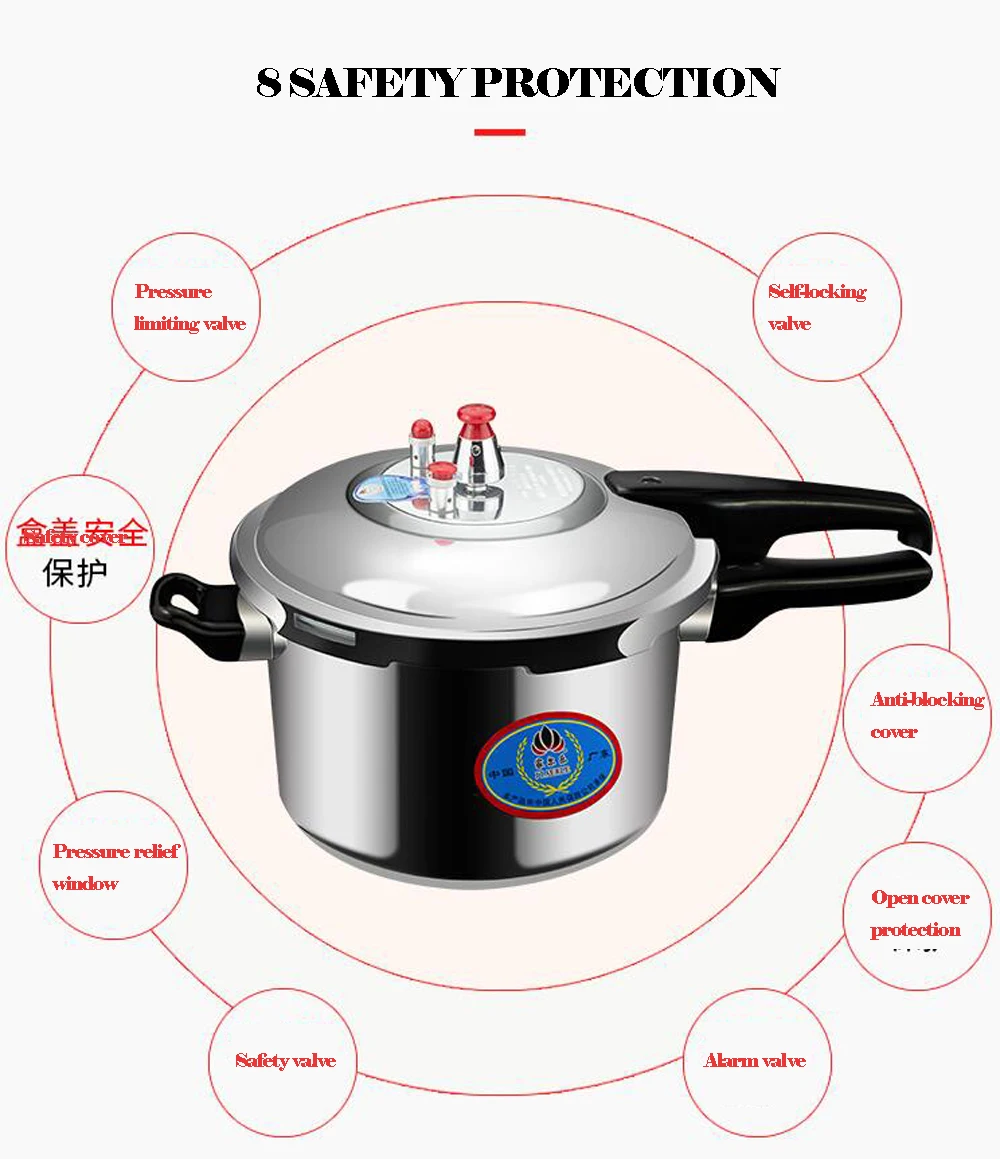 Pressure cooker explosion-proof Stainless steel soup pot kitchen cookware cooking gas induction household commercial saucepan