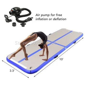 

10' x 3.3' Inflatable Gymnastic Mat Air Track Tumbling Mat with Pump Air Floor for Home Use, Beach, Park and Water