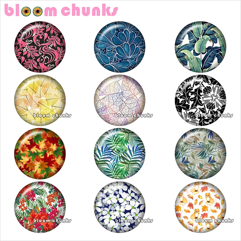 

Leaf tree Round photo glass cabochon demo flat back Making findings 12mm/18mm/20mm/25mm TL1284