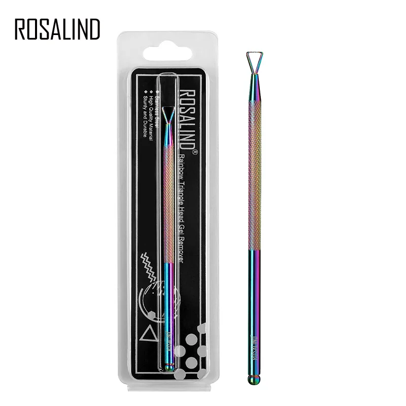 ROSALIND Rainbow Triangle Head Nail Degreaser 1PCS UV Gel Remover Stainless Steel Pusher Manicure Nail Gel Art Polish Remover