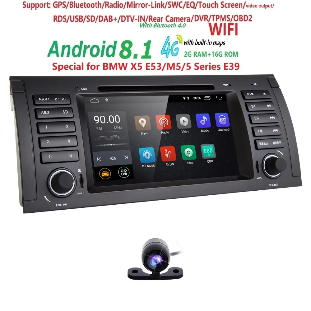 

7"Screen Android9.0 Car Radio for BMWE39 E53 X5 with Mirror Link CAR DVD iNAND 16G auto multimedia Stereo Navi 2G RAM SWC BT CAM