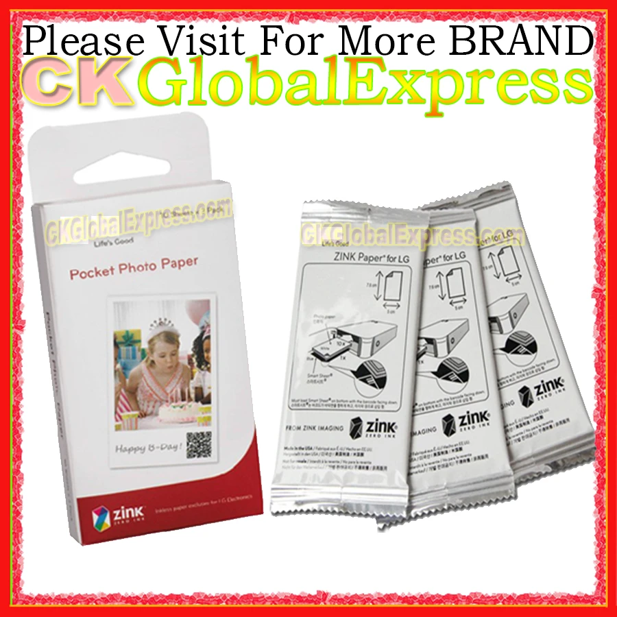30 Sábanas papel fotográfico Zink ps2203 para LG + regalo móvil inteligente impresora para LG pd221 pd233 pd239|pocket photo paper|pd233 paperlg pocket paper - AliExpress