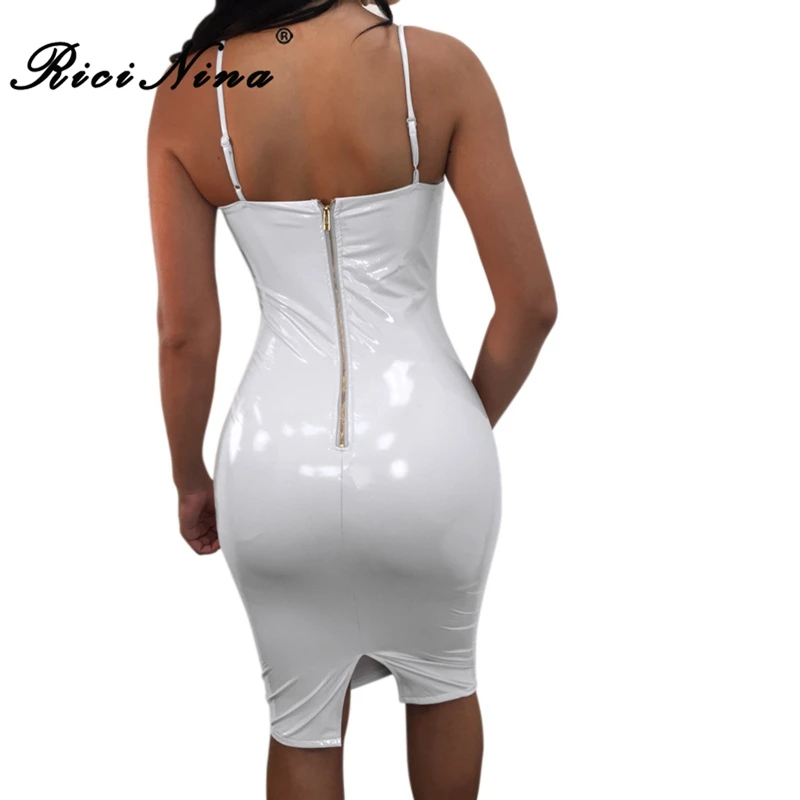 RICININA 2019 Sexy Bodcon Dress Women Spaghetti Strap V-neck Sleeveless Solid Dress Ladies Summer Knee Length Party Dresses RICININA 2019 Sexy Bodcon Dress Women Spaghetti Strap V-neck Sleeveless Solid Dress Ladies Summer Knee Length Party Dresses