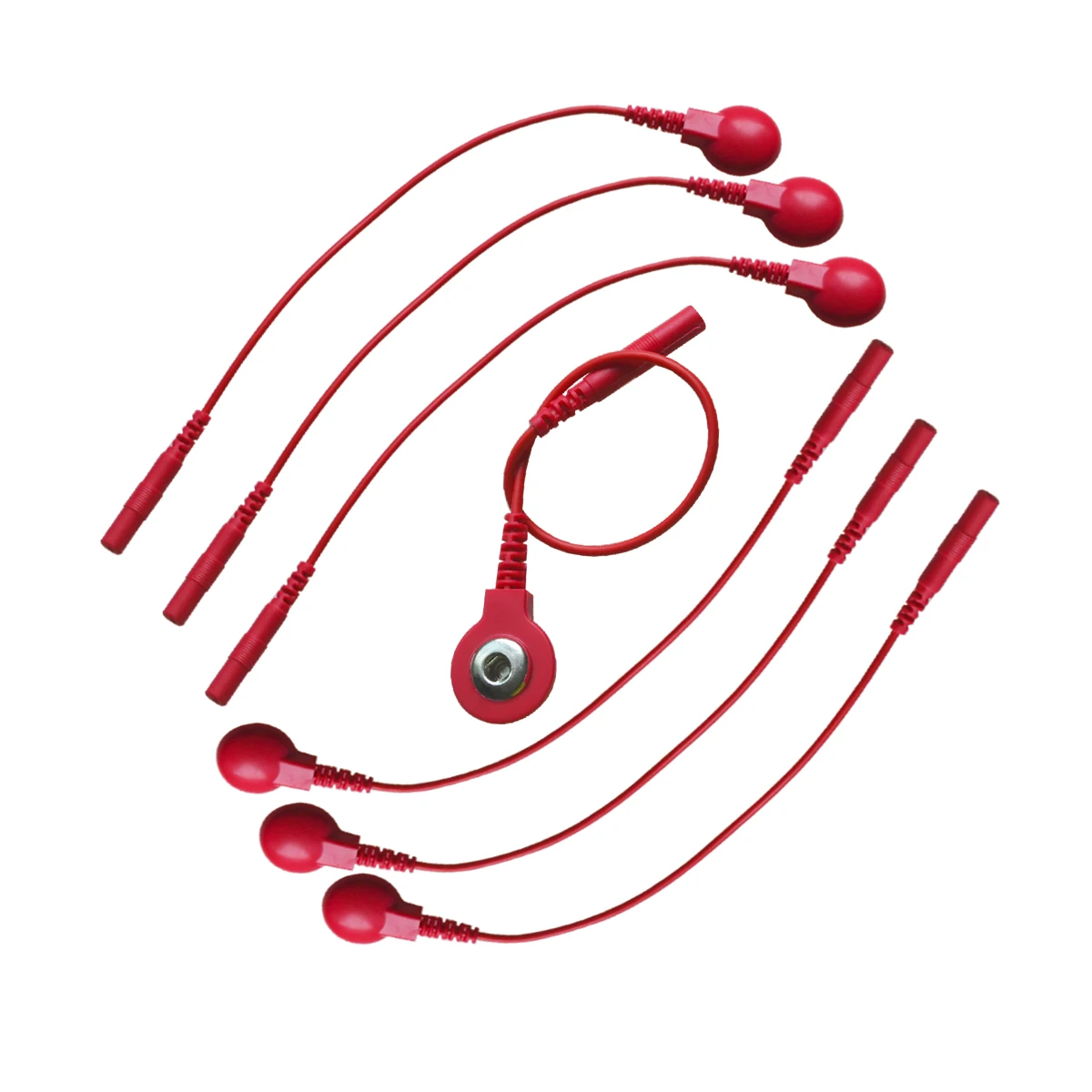 10pairs Pin Hole 2.0mm Buckle Hole 3.5mm Red Electrode Lead Wire Connecting Cables For Connect TENS / EMS Massage Machine