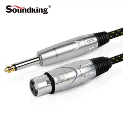 Soundking Высокое качество микрофонный кабель XLR Female jack 6,5/6,35 (1/4 ") штекер аудио xlr кабель 3 м 5 м 10 м B06