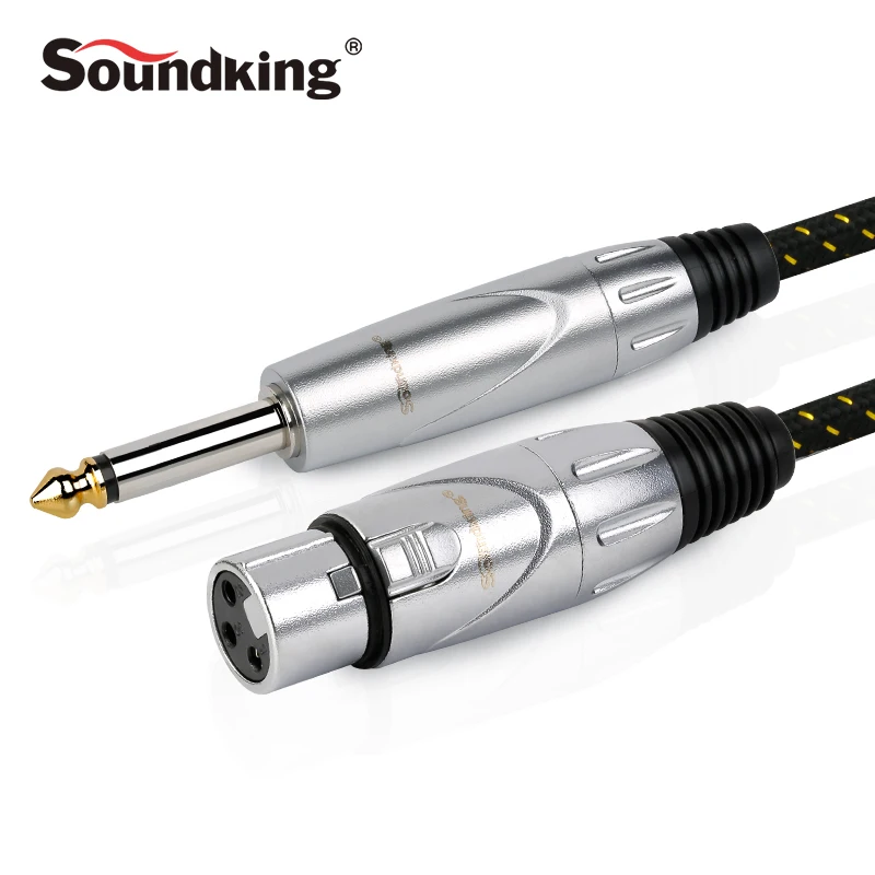 Soundking высококачественный микрофонный кабель XLR Female to jack 6 5/6 35 (1/4 &quot) штекер аудио