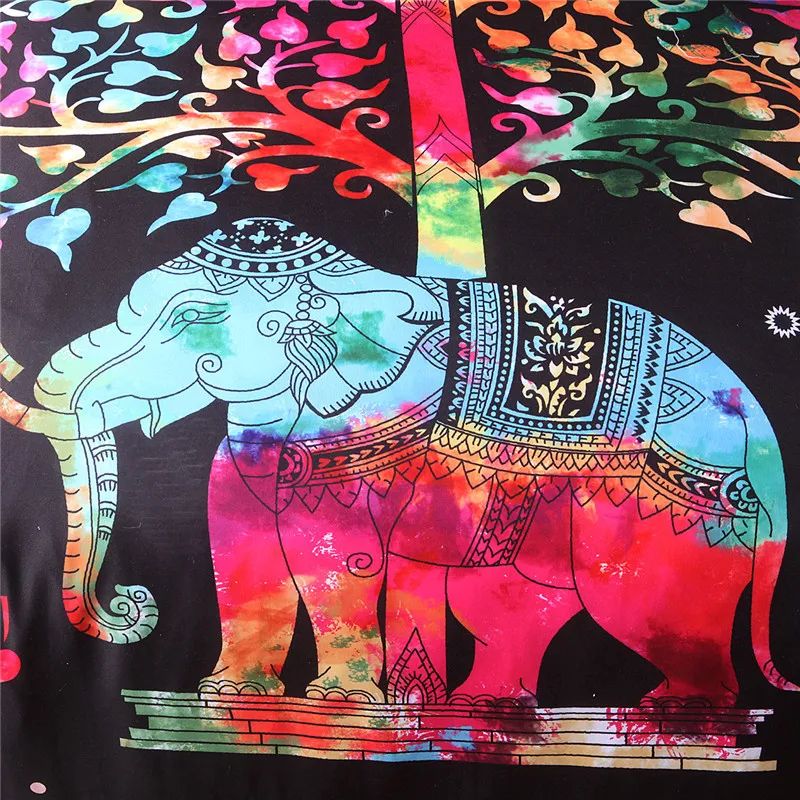 Bonenjoy, пододеяльник со слоном, деревьями, животным принтом, постельное белье, в индийском стиле, пододеяльник, King queen, размер, хлопок, набор постельного белья