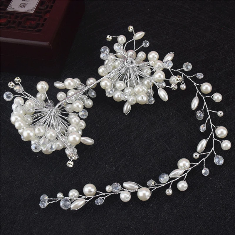 Romantic Bridal Headdress Woman Pearls Beaded Hair Accessories Wedding Party Gifts