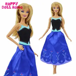 Один комплект сказочной принцессы свадебное платье ручной работы, копии Анна платье Детский костюм для вечеринок наряд для куклы Барби