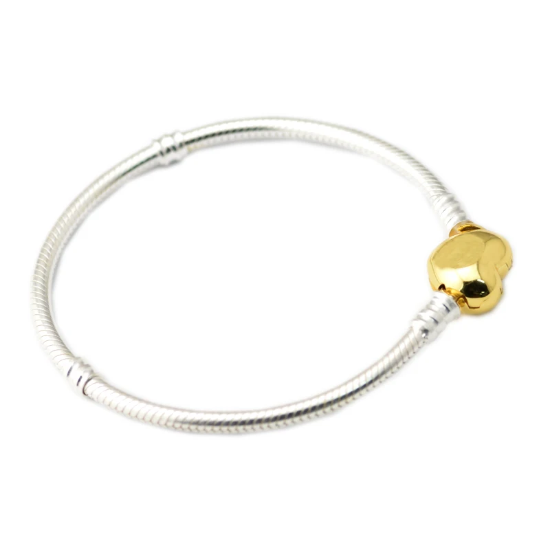 

Silver Bracelet 925 Sterling Silver New Spring Gold plating yellow heart shape Bracelet DIY Making Fine Jewelry