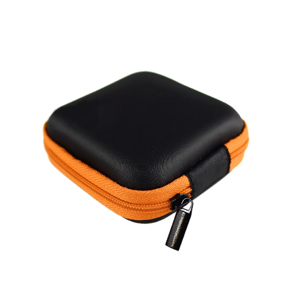 

1PCS Square Shaped Carrying Hard Case Storage Bag for Earphone Earbuds with Mesh Pocket Zipper Enclosure