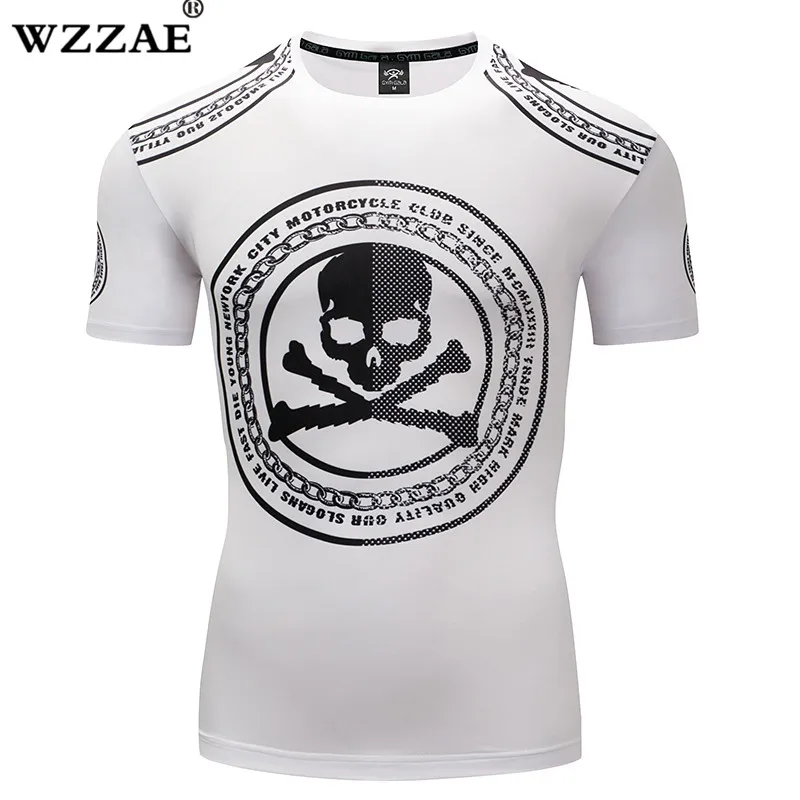 

2018 Summer New Style Skull 3D Printing Sportswear Man Compression Tshirt MMA Fitness Tshirt Plus-Size S-4XL