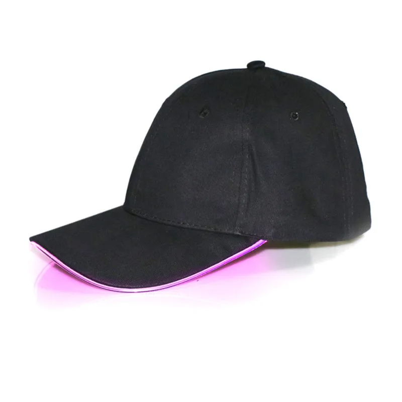 Светодиодная светлая крышка, командная бейсбольная кепка для женщин и мужчин, облегающая Кепка, светится в темноте, спортивная шапка для рыбалки и путешествий - Цвет: Pink