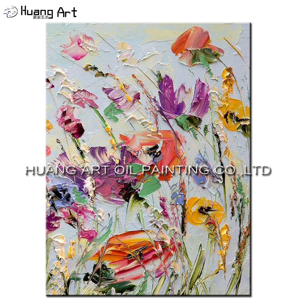 

Newest Oil Picture Workart Hand Painted Modern Knife Color Flower Oil Painting on Canvas for Home or Hotel Wall Decor Paintings