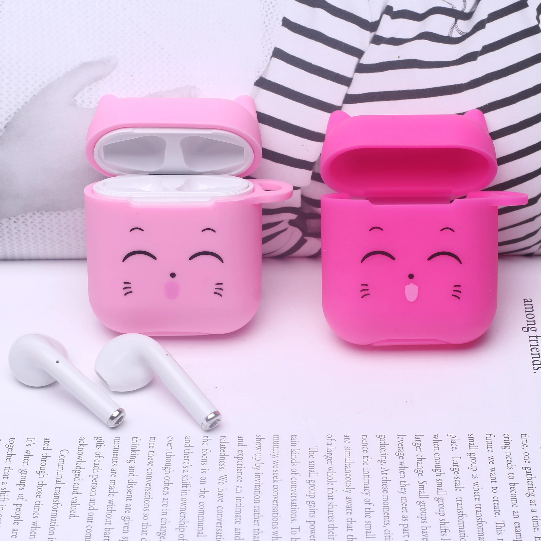 

Bluetooth Wireless Earphone Case For Apple iPhone Charging Box For AirPods Cat Silicone Protective Cover Skin Accessories