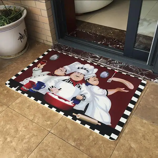 2015 PVC tapetes lavable cartoon cocinero patrón creativa door mats