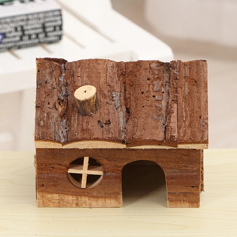 Natural Wood Small Animal pet Hamster house Bed Summer guinea pig hedgehog chinchilla House cage Nest Hamster chew toy accessory