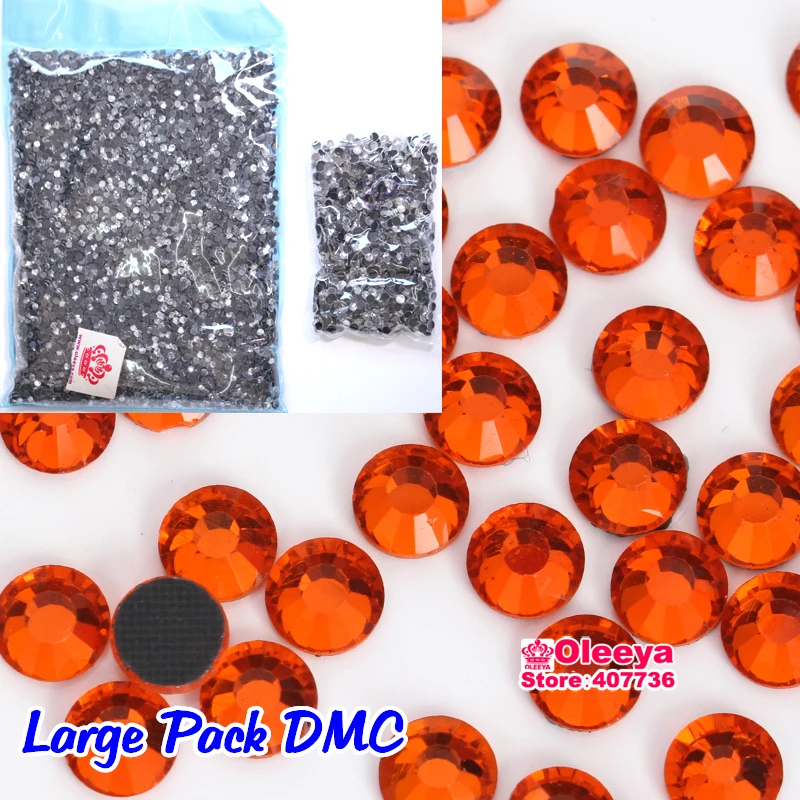 

ss6 ss10 ss16 ss20 Wholesale Large Packing Orange Hyacinth DMC Hotfix Iron On Flatback Glass Strass Rhinestones Y0460