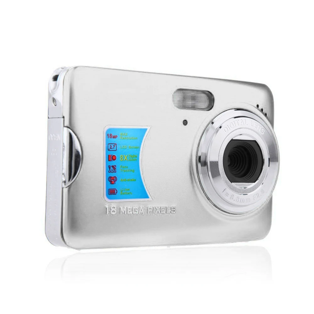 MEMTEQ Цифровая камера 2," TFT lcd монитор 8X цифровой зум 18.0MP HD 720P видео цифровая камера захват улыбки анти-встряхивание серебро