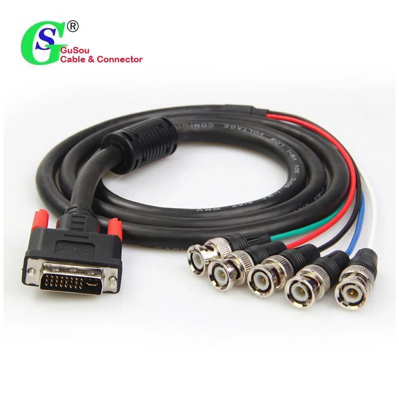 GuSou VGA DVI RGBHV Ʈ BNC 극ũ ƿ   ̺ DVI-I 24 + 5