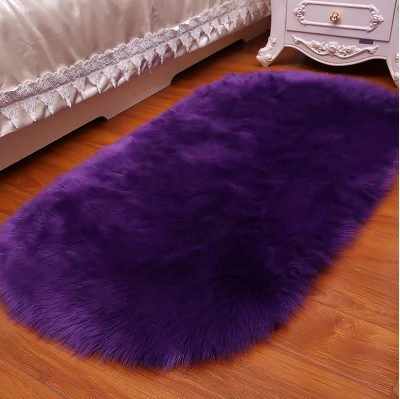 Прямоугольный ковер из искусственной овчины, длинное шерстяное одеяло из искусственного меха, декоративное одеяло s для кровати, Овечий коврик в виде шкуры, коврик для пола - Цвет: purple