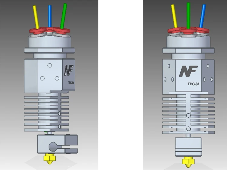 3d принтер части экструдер 3 в 1 Hotend Fusion многоцветный сопло 1,75 мм NF THC-01 три цвета переключаемый металлический 12 В/24 В нагреватель