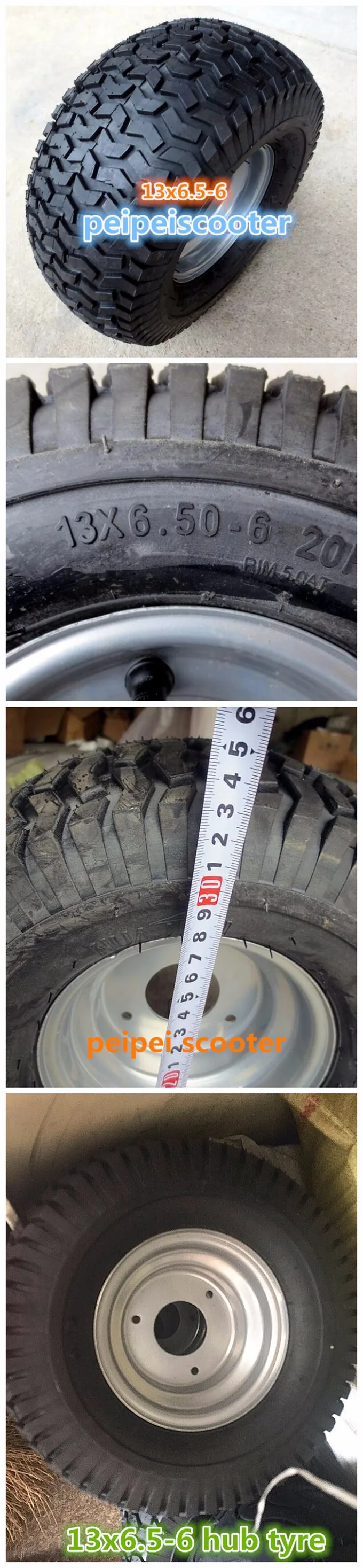 wide wheel hub tire 13x6.56 with tubeless tyre for Mower and scooter