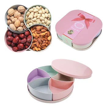 

Candy Box Dessert Plates Separate Dishes With Cover Cookies Plates Colorful Multi-function Wheat Straw Children Snack Food Tray