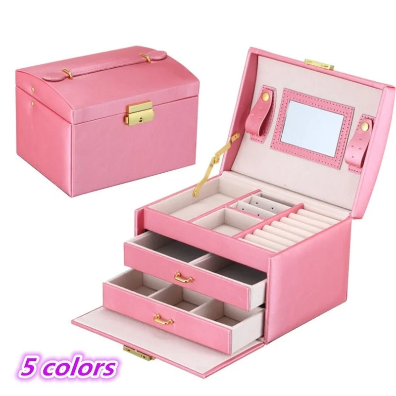 

Small Jewelry Box Necklace Storage Case Cabinet Armoire Storage Box