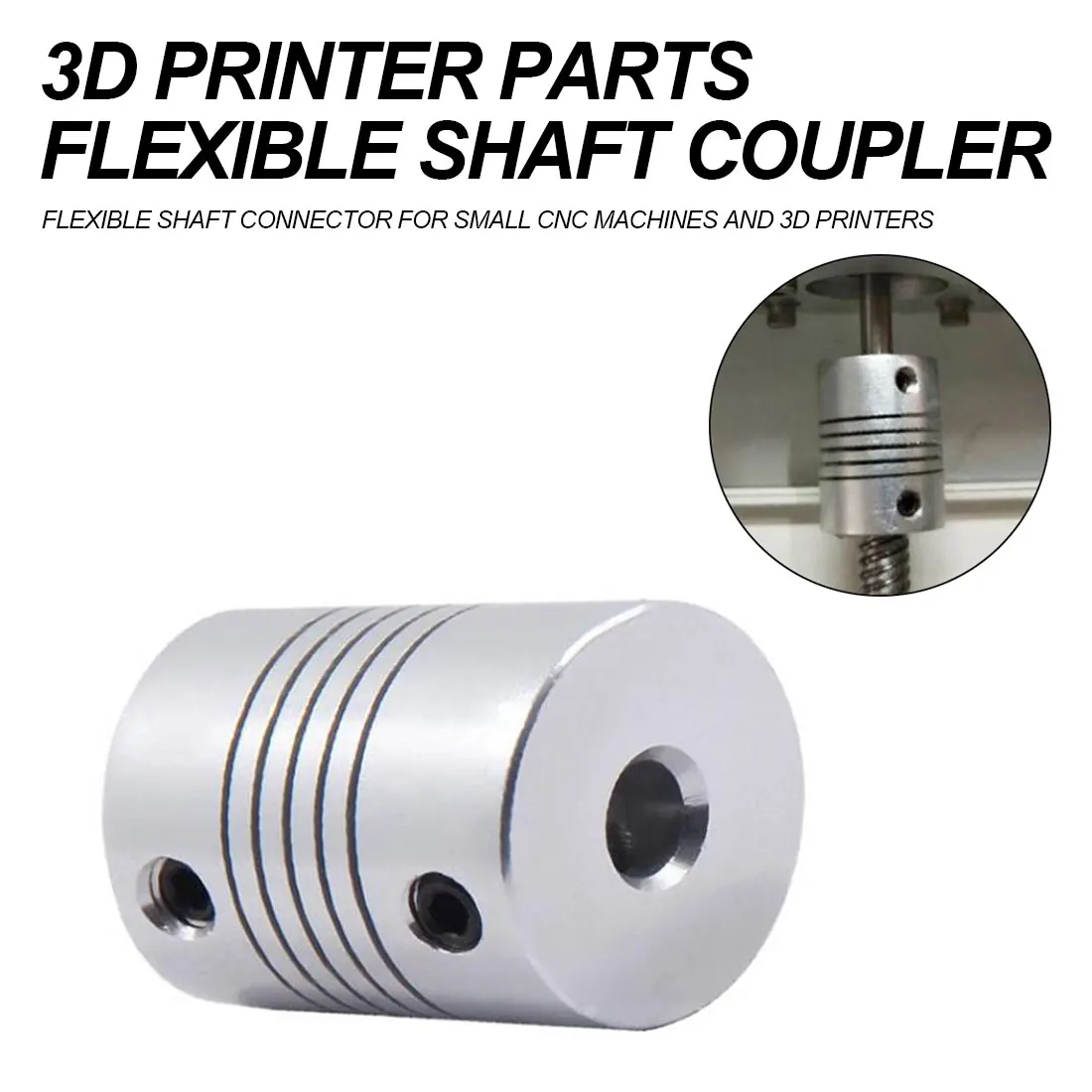 

3D Printer Accessories Flexible Shaft Coupler 5mm*8mm*25mm Flexible Coupling Flexible Shaft Suit Stepper Motor for 3D Printer
