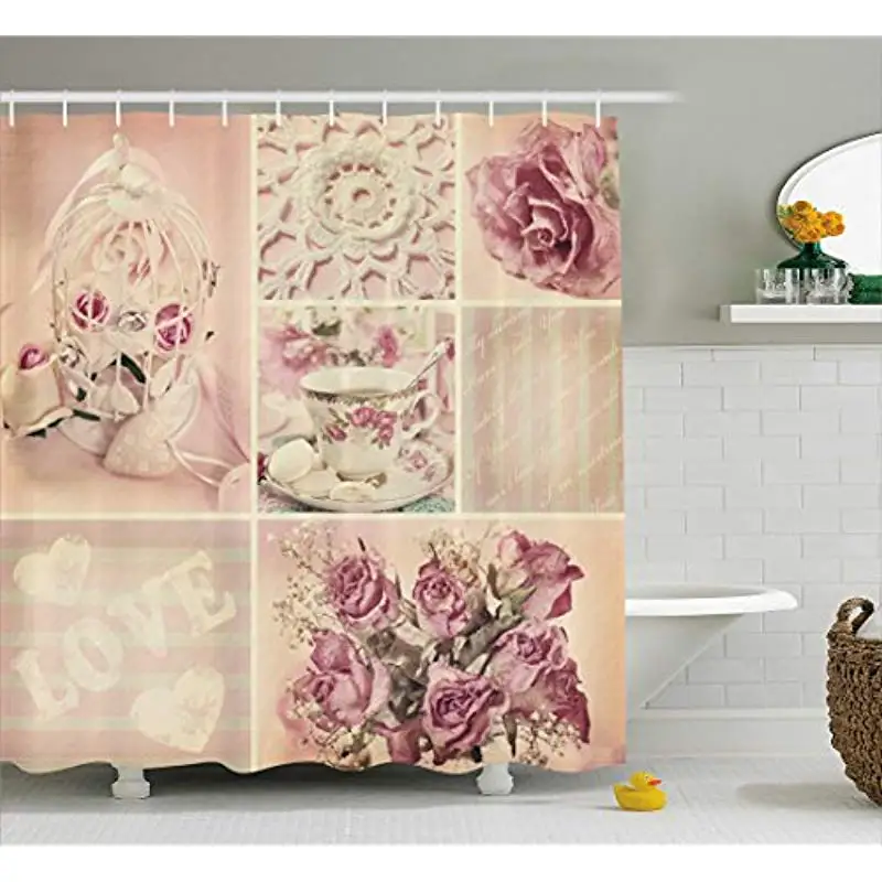 Vixm Shabby Chic Shower Curtain Grandmother Mothers Day Vintage Themed ...