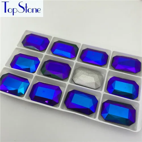 Cobalt AB TopStone цвета AB кристаллы прямоугольные Стразы 6x8,10x14,8x10,13x18 мм остроконечные стеклянные кристаллы DIY камни для одежды - Цвет: Cobalt AB