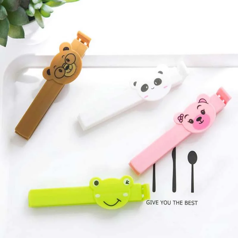 

4 Pcs Kawaii Animal Food Snack Clips for Packages Kitchen Storage Sealer Clamps Sealing Bag Plastic Seal Pour Food Bags Tool