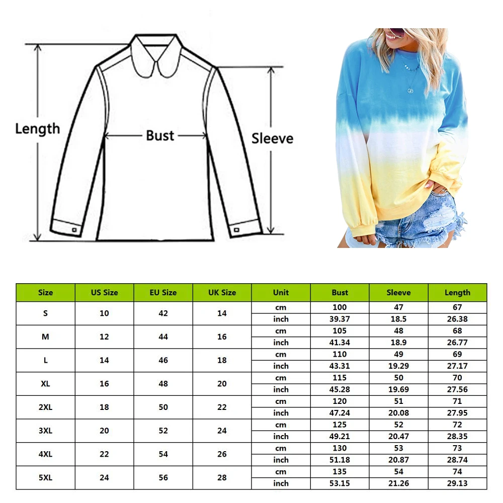 Модная градиентная цветная печать, толстовка, рубашка, куртка для женщин, большой размер, круглый ворот, Осенние Топы, новинка, длинный рукав, Богемия, 5XL, толстовки